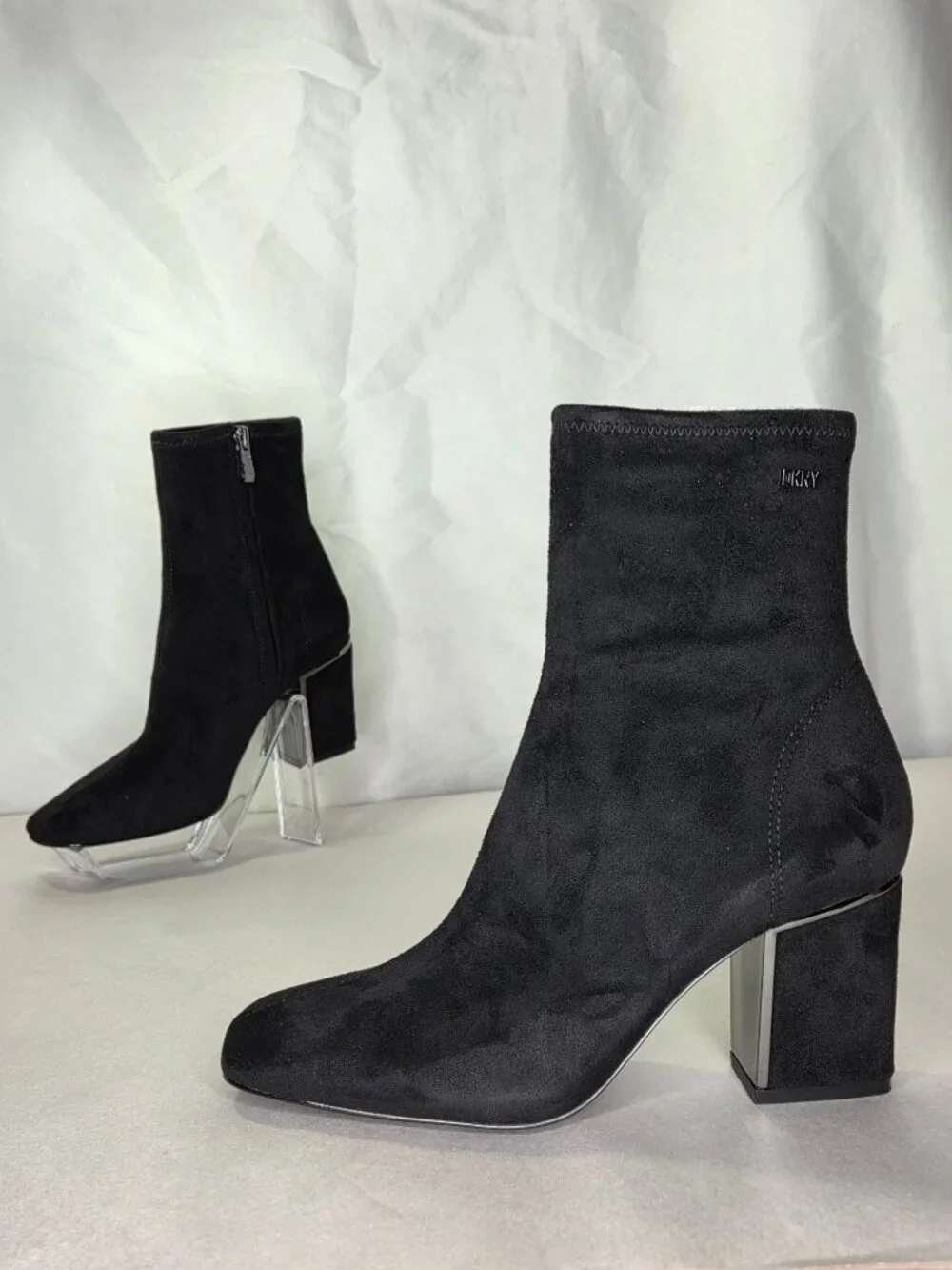 DKNY Cavale Stretch Booties - Black Suede, Size 5